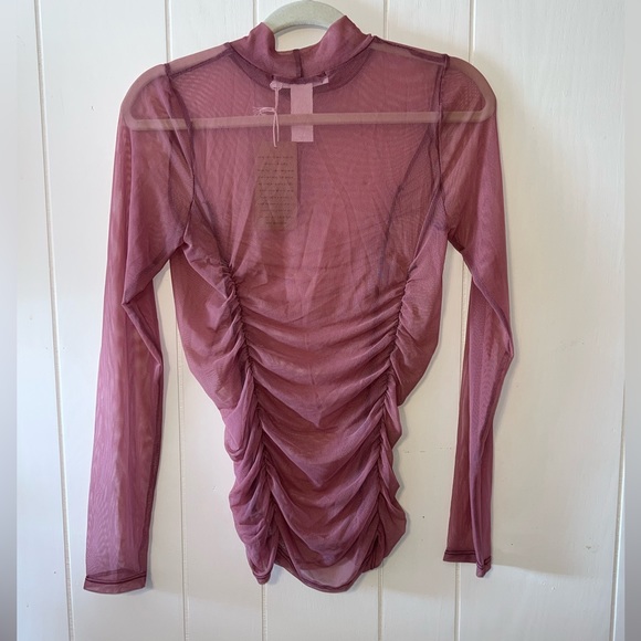 Project Social T Just Float Ruched Mesh Mauve Size M NWT - Picture 3 of 5